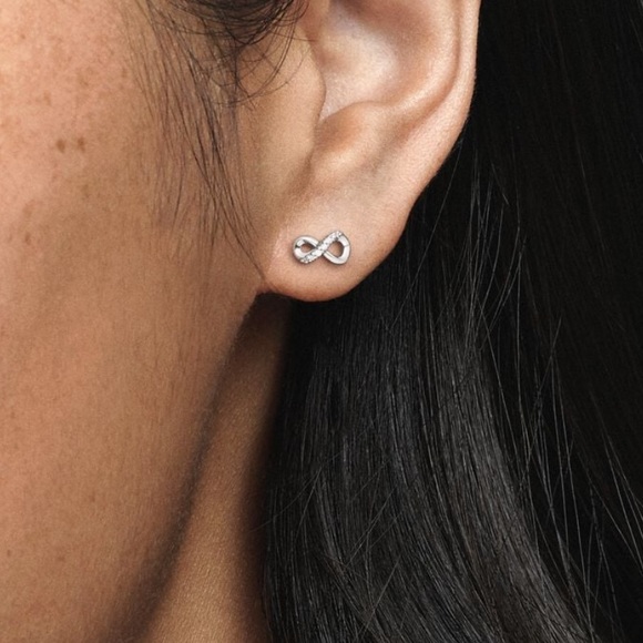 Pandora sterling silver infinity studs with cubic zirconia accents - NWOT - Picture 2 of 6
